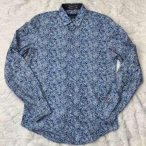 Zara Men's Blue Floral Shirt